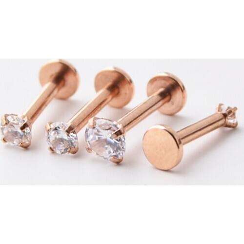 1Pcs 10G Round Clear Stone Tragus Piercing Labret Ear Piercing Lip Nose Piercing Oreja Nose Ring Titanium Helix Earrings