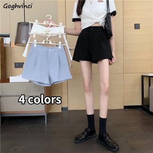 Shorts Women 4 Colors All-match Simple Casual Ulzzang Straight Fashion Popular Summer Pockets High Waist New Office Solid Ins