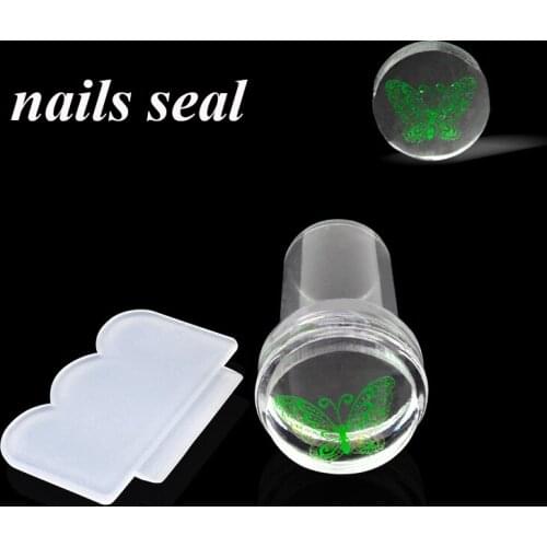 Silicone Nail Seal Stamper Scraper Set Round Transparent Jelly Nail Art Stamp For Stamping Polish Scraper Plate for Manicure
