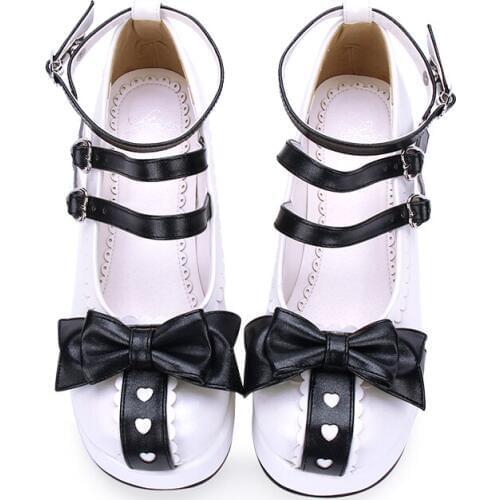 Lolita shoes round head lace bow platform princess shoes Bowknot Princess Kawaii Girl Women Shoes Vintage Sweet Victoria Kawaii