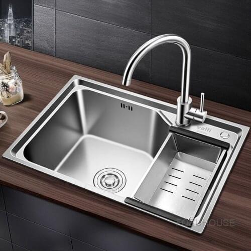 Vantage Kitchen Sink Household 304 Stainless Steel Platform Upper And Lower Cistern Water Basin Dish Washing Cistern Large