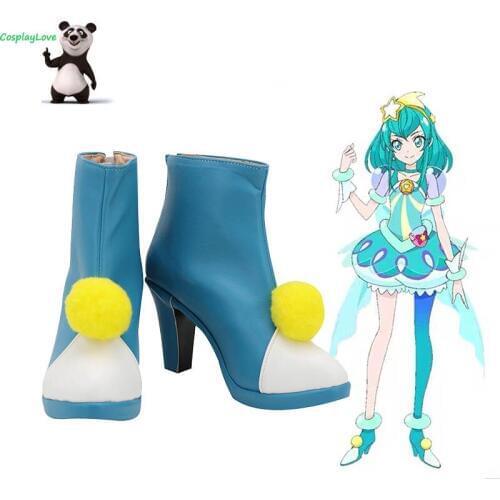 Star Twinkle PreCure Cure Milky Hagoromo Lala Blue White Shoes Cosplay Long Boots Leather CosplayLove For Halloween Christmas