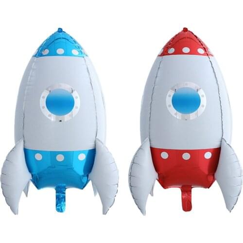1pc/3pcs 4D Rocket Balloon Outer Space Foil Balloons Kids Toys Birthday Party Decorations Galaxy Theme Party Helium Globos