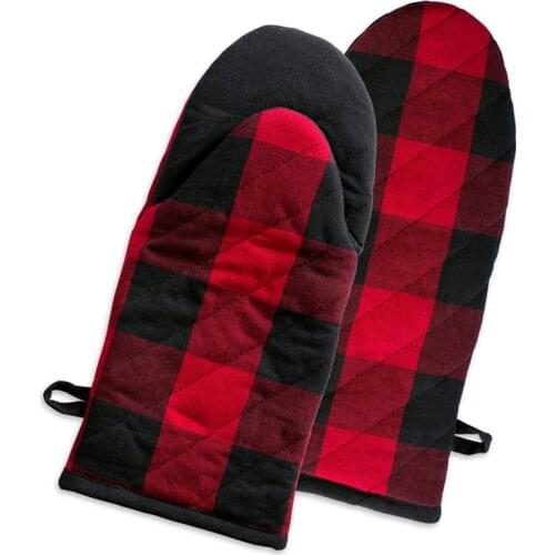 1pcs Microwave Oven Glove Houshold Non-slip Cotton BBQ Oven Mitts Baking Gloves Heat Resistant Kitchen Cotton Oven Mitts