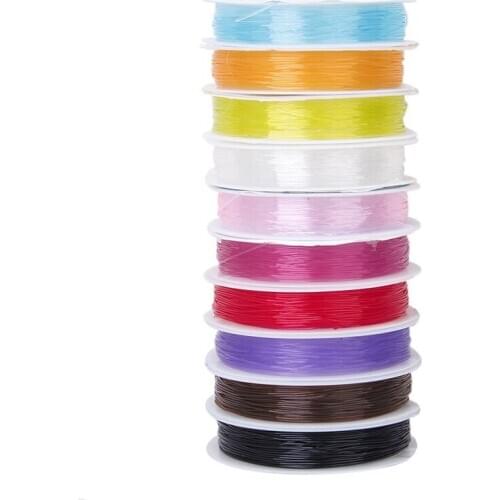 10 Rolls of Crystal Elastic Beading Cord Thread for DIY Jewellery Making Mixed Color---0.6mm