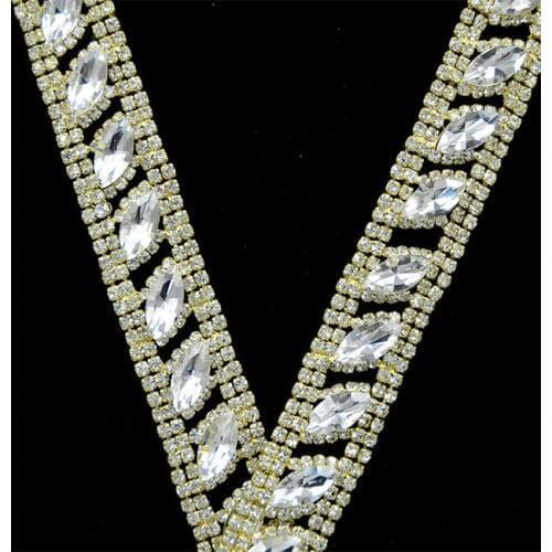 10Yards Crystal Rhinestone Chain Clear Trim Sewing Craft Silver Gold Brass