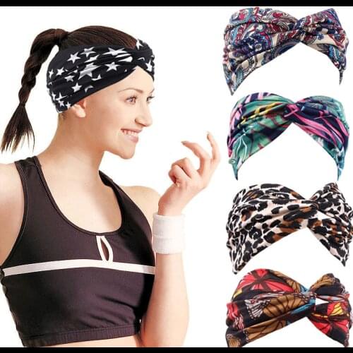 20 Colors Nonslip Elastic Folds Yoga Print Hairband Fashion Wide Sports Headband Running Accessories Summer Stretch Hair Band