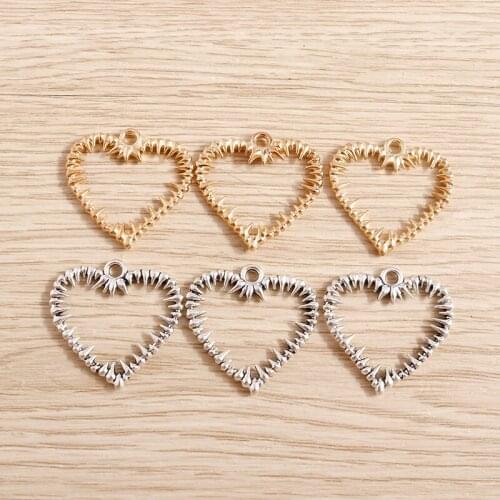 20pcs 24*24mm Alloy Thorns Heart Charms for Earrings Pendants Necklaces Accessories DIY Jewelry Making Handmade Craft