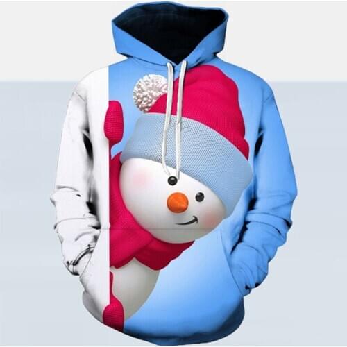 2020 Christmas Snowman Hooded Sweatshirt Men Autumn Winter Long Sleeve Tops Pullover Male Fashion Casual Loose Plus Size Hoodies