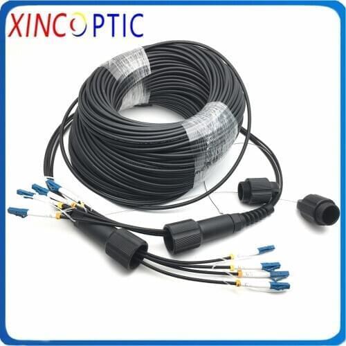 4Fiber 30/50/80/100M SM G657A1,LSZH,PDLC(4Strands) to PDLC/SC/ST/FC Fiber Jumper,4C PDLC/UPC Armored Fiber Patch Cord Cable