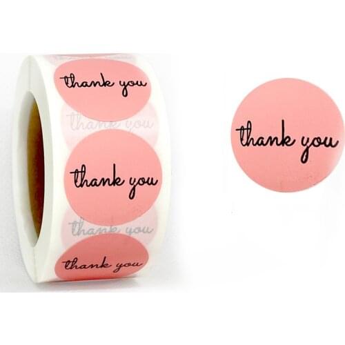 100-500 Pcs 1 Inch Pink Thank You Label Stickers for Baking Gift Card Packaging Wrapping Party Wedding Small Business