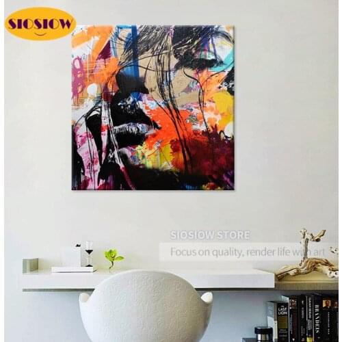 Abstract Colorful Graffiti Face 5d Diy Diamond Paintings Full Square Drill Cross Stitch Kits Diamant Embroidery Decor Home Gifts