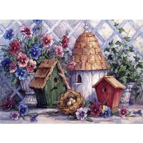 5D DIY Full Square Round Drill diamond painting abstract landscape birdhouse mosaic embroidery needlework home decoration AA2136