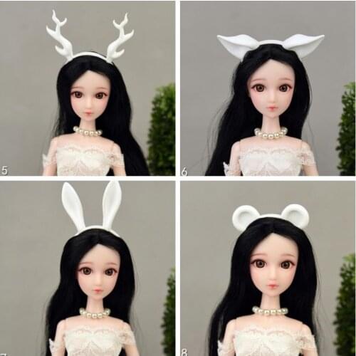 4pcs/lot White Plastic Animal Ear Hairpin Hairwear Headband Tiara For Barbie Doll Accessories Hair Hoop Headwear 1/6 Dolls Toys