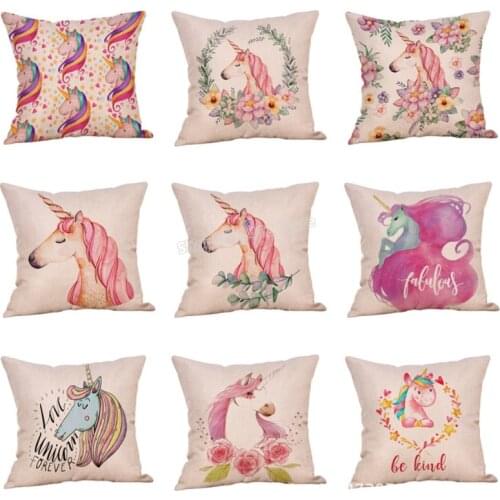 Harsbro Unicorn Series pillow cover Pattern Linen Pillow Case Digital Printing Cushion Cover pillows decor home throw pillowcase