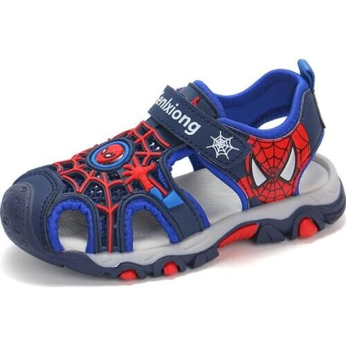 Childrens 2021 spiderman sports sandals summer new beach sandals for boys and girls mesh sports soft bottom non-slip shoes DB