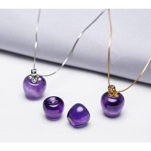 Purple Crystal Suspension Apple Beads Natural Stones Pendants Quartz Jewelry for Female Gift Necklaces Accessories No Chain