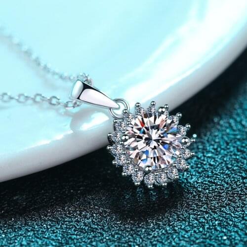Inbeaut 925 Silver 5 ct Excellent Cut D Color Pass Diamond Test Moissanite Snowflake Pendant Necklace Chain Wedding Gift Jewelry