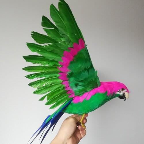 New real life green parrot model foam&feather simulation wings parrot bird doll gift about 42x60cm xf2676