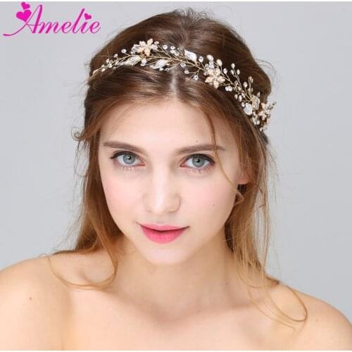 AC95 Classic and Elegant Flower Beaded Wedding Hair Bands and Forehead Hearwrap Bride Hair Accessories Accesorios Para el Cabel