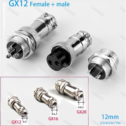 1Set GX12 Docking 2 3 4 5 6 7P Pin Male Female Circular Panel 12mm M12 Metal Connector Butt Joint Aviation Plug Socket