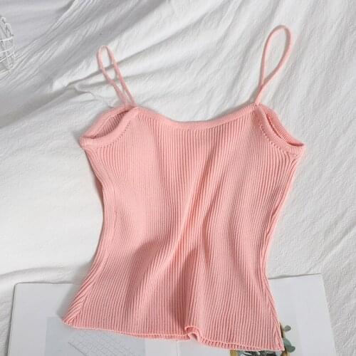 Heliar Camis Women Sexy Crop Top Spaghetti Strap Crop Tops Female Cute Backless Solid Tank Tops For Soft Girls Tops