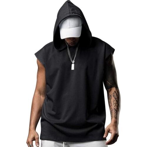 Summer Casual Hooded Sleeveless T-shirt Men Men T-shirt Sleeveless for School