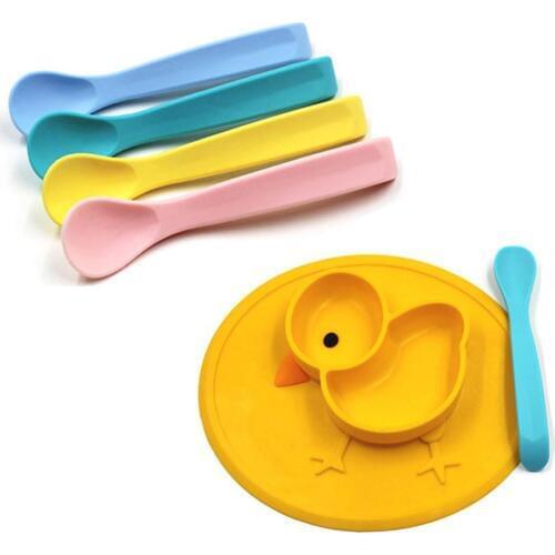 Newborn Baby Feeding Spoon Solid Color Infant Baby Spoon Soft Silicone Feeding Tableware Weaning Supplies
