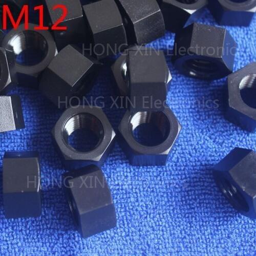 M12 black 50pcs nylon hex nut 12mm plastic nuts Meet RoSH standards Hexagonal PC Electronic accessories Tools etc high-quality