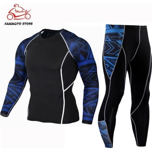 Male Compression Running Set Quick Dry Mens Sport Suits Joggers Training Gym Fitness Tracksuits Men Long Sleeve Top Tee+Legging