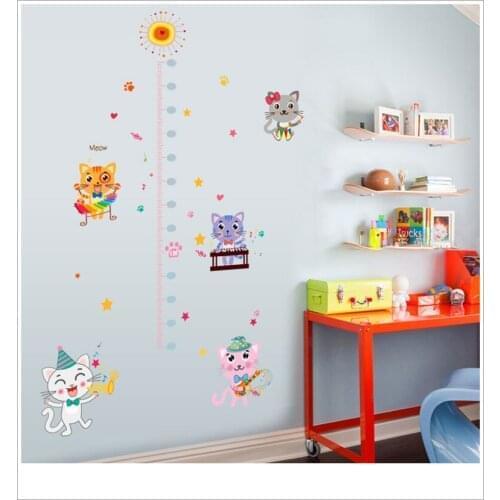 Cartoon children room baby kitten height stickers bedroom photo frame height wall stickers sticky wallpaper