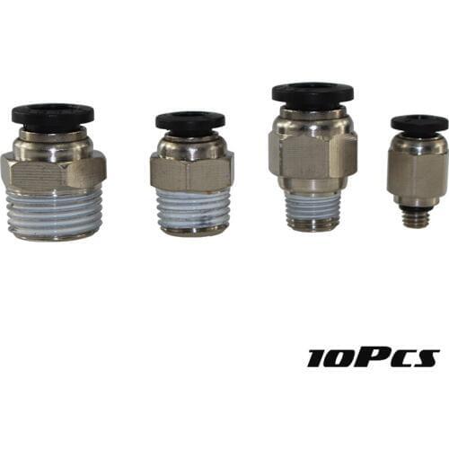 Nickel plating M5 1/8'' 1/4'' 3/8'' 1/2'' Male- 4 6 8 10 12mm Straight Push In Pneumatic Fitting To Connect Air Compressor Parts