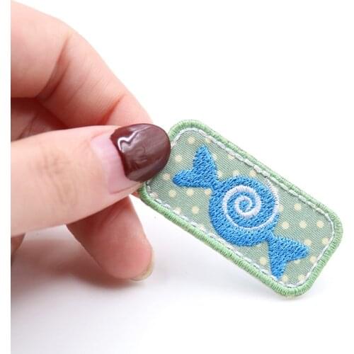 New arrival 1pcs Colorful Blue Candy Iron On Embroidered Patches For Cloth Cartoon Badge Garment Appliques Accessory
