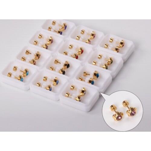 12 Pairs 316L Stainless Steel Flower Crystal Earrings Color Mixing Fashion Charm Women/Girl Gift Jewelry Party Accessories