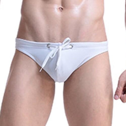 Sexy Mens Bikini Underpants Swim Trunks Surf Beach Sexy Mid Rise Briefs Breathable Underwear Tether Elastic Bikini Swimsuit Men
