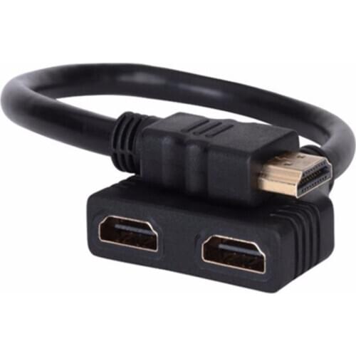 HDMI 2 Dual Port Y Splitter 1080P HDMI V1.4 Male to Double Female Adapter Cable 1 in 2 Out HDMI Converter Connect Cable Cord