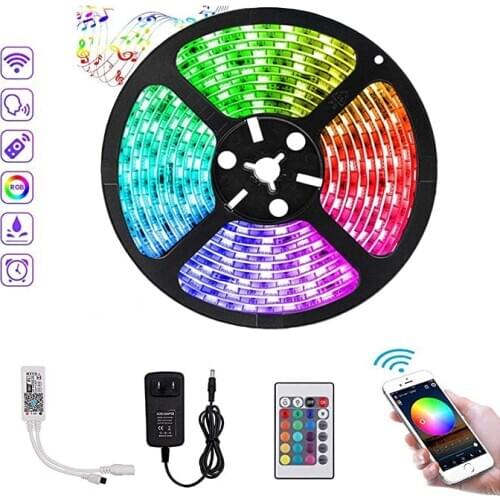 RGB LED Strip Light 12V Tape Diode 5M 10M 15M 20M 2835 5050 Waterproof Flexible RGB Led Wifi Strip Light TV Decoration For Room