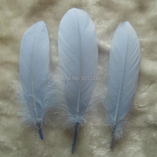 Plume!Goose Feathers,200pcs/lot Light Blue Goose Satinettes Feathers, Beautiful Loose Goose feathers,15-20cm