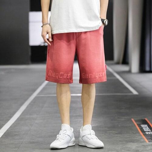 Summer New Mens Shorts Sports Pants Mens Beach Pants Straight Micro-elastic Trend Fashion Casual Loose Five-point Shorts