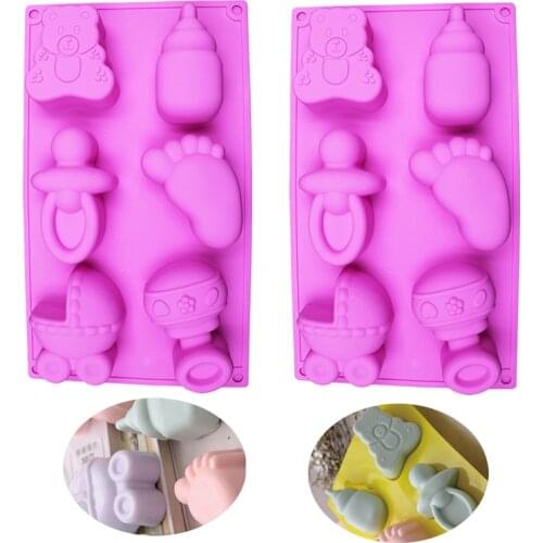 Silicone Bakeware Silicone Molds for Jelly Pudding Cake Chocolate fondant Decoration Baby Foot Bear Bottle Kitchen accessories