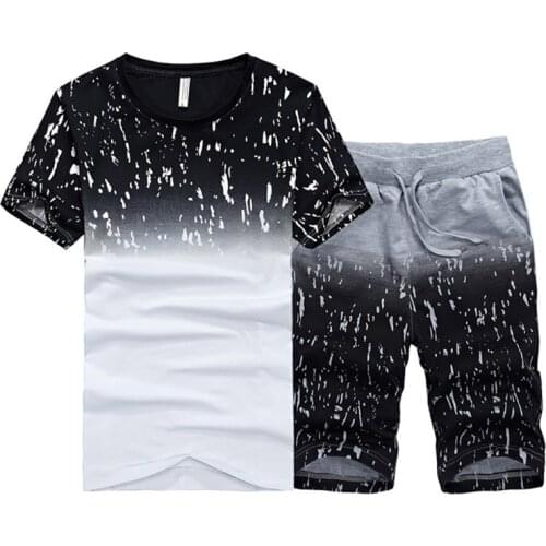 2021 Summer Men Sportswear Tracksuit Set Print Mens Casual Sport Suit Men Clothing Hot Sale Beach Short Sets Tee Shirts + Shorts