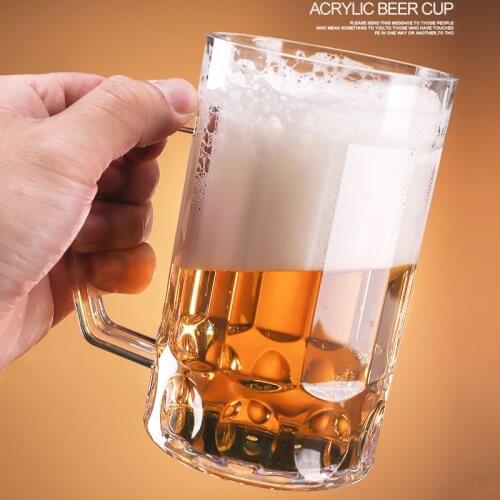 Large Capacity Acrylic Beer Mug Glass Transparent Plastic Anti-drop Bar Glass 400-600ml Juice Cup Draught-beer Cup