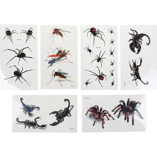 Tattoo BUG Insect Individual Small Beetles Tattoo Small Map Tattoos Stickers Black Ant Ladybird Spider Scorpion