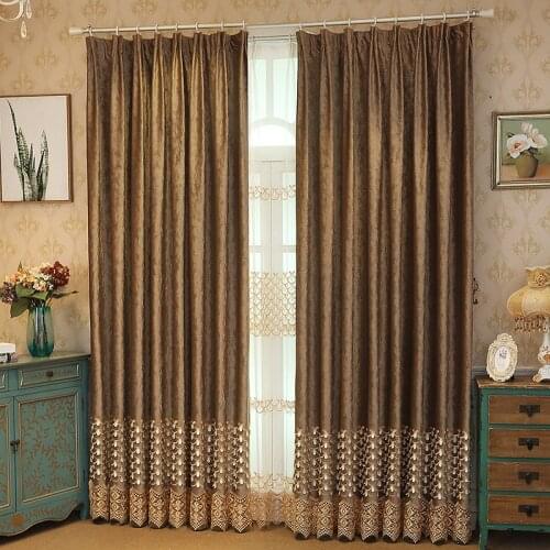 New Custom European Style Curtain Flannel Embossed Embroidered Blackout Curtain Screen Curtains for Living Dining Room Bedroom