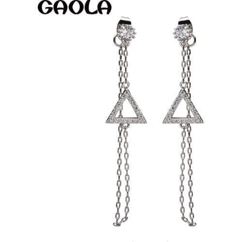 GAOLA Triangle AAA Cubic Zirconia Link Chain Dangle Earrings For Women GLE6681