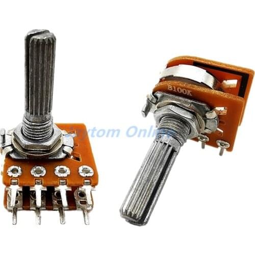 1PC WH-148 Audio Volume Potentiometer Switch Dual 8-pin With Center Tap B50K B100K 25mm