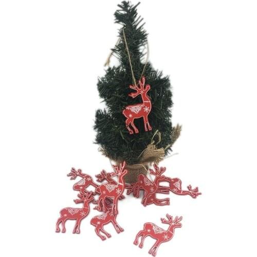 10PCS Deer Shape Wooden Discs Predrilled Natural Wood Slices for DIY Crafts Centerpieces Christmas Ornaments Hanging Decorations