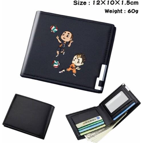 Anime Haikyuu!! PU Wallet Bifold Teenger Student Short Card Holder Casual Note Compartment Mens Womens Black Wallet