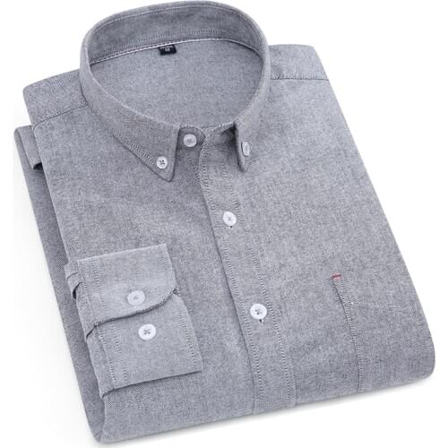 Aoliwen 2020 brand men 100% cotton fashion comfortable casual business shirt long sleeve oxford high quality soft slim fit shirt