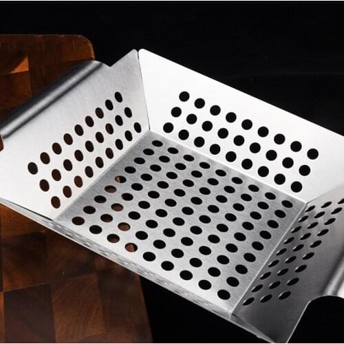Large Grilling Basket For More Vegetables Meat Stainless Steel Grill Basket Barbecue Accessories Tray BBQ Tools Kitchen Gadgets